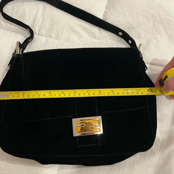 Fendi Black Velvet Baguette Bag with Gold-Tone Hardware - Picture 8 of 10